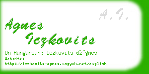 agnes iczkovits business card